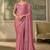 Blush pink faux chiffon embroidered saree with blouse piece