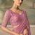 Blush pink faux chiffon embroidered saree with blouse piece