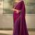 magenta faux satin saree with embroidered tussar silk blouse