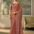 Rust faux georgette saree with-embroidered tussar blouse