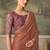 Rust faux georgette saree with-embroidered tussar blouse