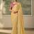 Light yellow faux chiffon saree with embroidered tussar blouse