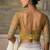 Off-white faux georgette saree with embroidered olive tussar blouse