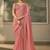 Peach pink faux tissue saree with embroidered blouse