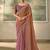Rose gold metallic faux georgette saree with embroidered wine blouse