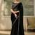 Black faux chiffon saree with embroidered cutwork border & blouse