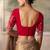 Chiku faux chiffon saree with rich red embroidered blouse