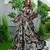 Black floral printed chinon anarkali gown for women