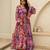 Pink floral printed chinon anarkali gown for women