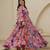 Pink floral printed chinon anarkali gown for women