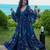Blue floral printed georgette anarkali gown for women