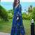 Blue floral printed georgette anarkali gown for women