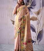 light peach tissue floral weaving saree 