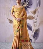 golden tissue floral weaving saree 