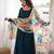 Teal blue calf length anarkali dress with position printed dupatta for women