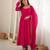 Rani pink anarkali gown for women with designer golden border dupatta | festive wear