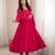 Rani pink anarkali gown for women with designer golden border dupatta | festive wear