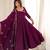 Elegant wine purple flared anarkali suit set with embroidered dupatta