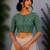 Green cotton printed readymade blouse