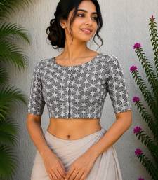 Grey cotton printed readymade blouse