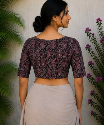 Lavender cotton printed readymade blouse 2