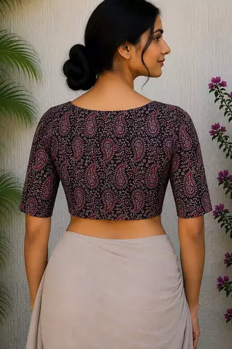 Lavender cotton printed readymade blouse