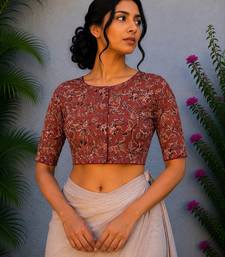 Red cotton printed readymade blouse
