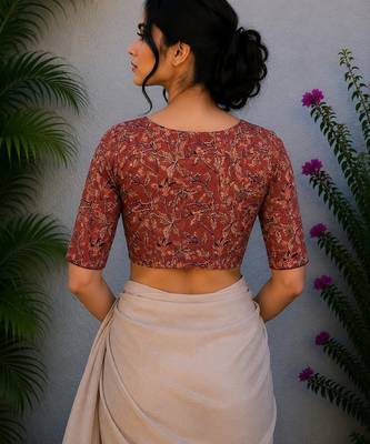 Red cotton printed readymade blouse 2