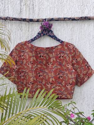 Red cotton printed readymade blouse 4
