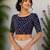 Navy blue cotton printed readymade blouse