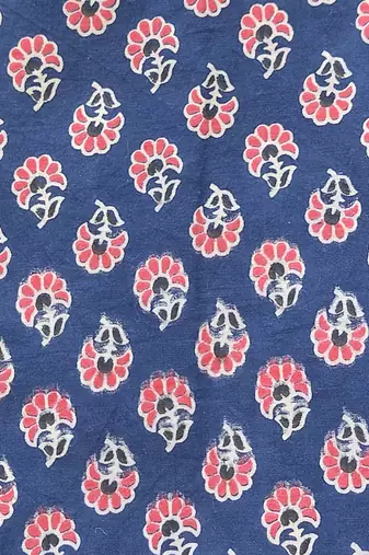 Navy blue cotton printed readymade blouse
