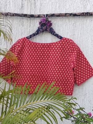Pink cotton printed readymade blouse 4