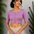 Purple cotton printed readymade blouse
