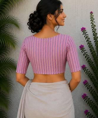 Purple cotton printed readymade blouse 2