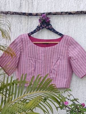 Purple cotton printed readymade blouse 3
