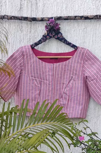 Purple cotton printed readymade blouse