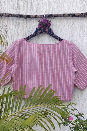 Purple cotton printed readymade blouse