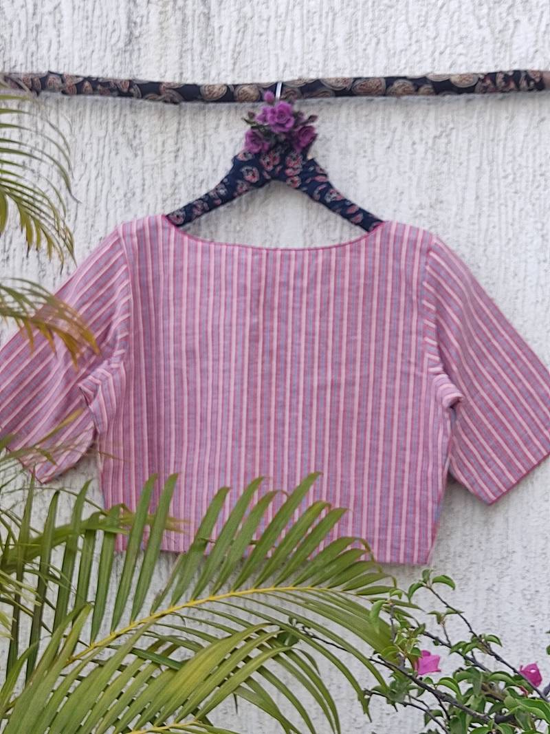 Purple cotton printed readymade blouse
