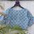 Sky blue cotton printed readymade blouse