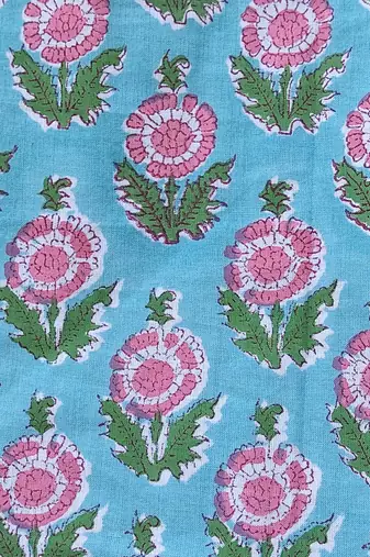 Sky blue cotton printed readymade blouse
