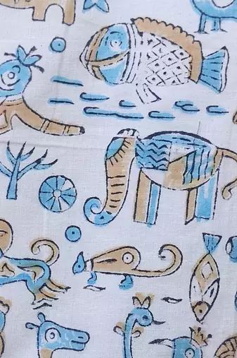 Sky blue cotton printed readymade blouse