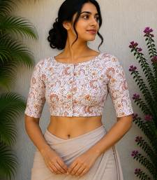 White cotton printed readymade blouse