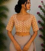 Yellow cotton printed readymade blouse