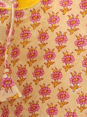 Yellow cotton printed readymade blouse 5