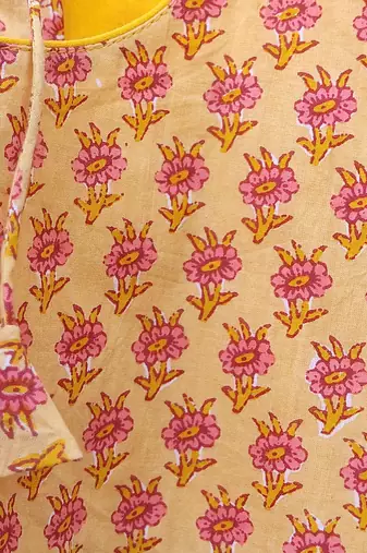 Yellow cotton printed readymade blouse