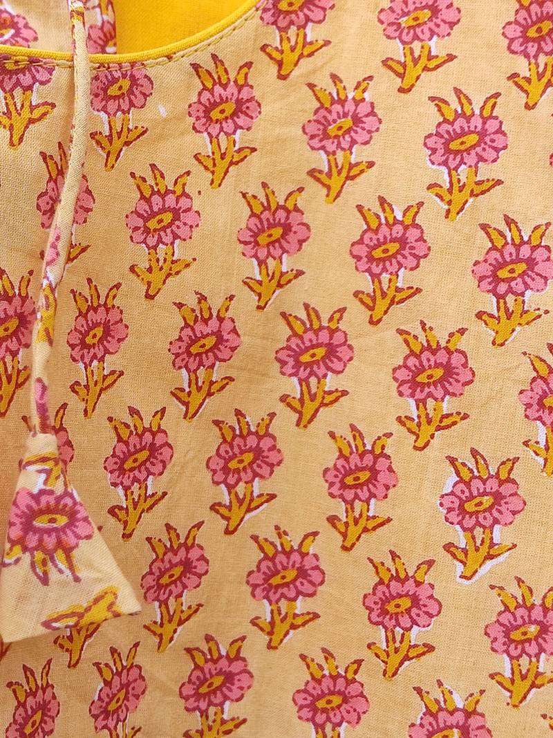 Yellow cotton printed readymade blouse