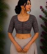 Grey cotton printed readymade blouse