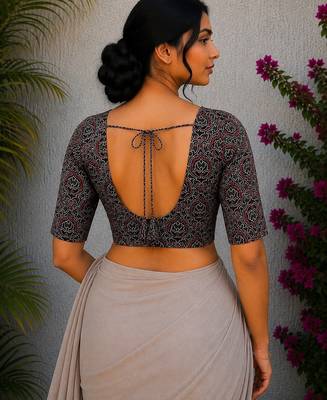 Grey cotton printed readymade blouse 2