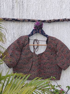 Grey cotton printed readymade blouse 3