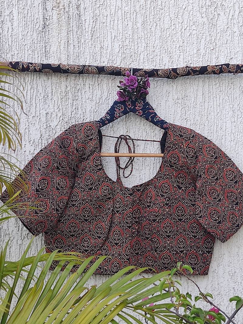 Grey cotton printed readymade blouse